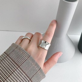 Wide Band Rings for Women Chunky Gold Rings That Don't Tarnish Size 7-9 Statement Rings for Women and Men (Silver, 8#)