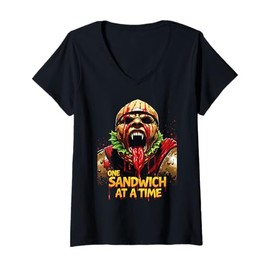 Womens One Sandwich At A Time Cheese Lover V-Neck T-Shirt