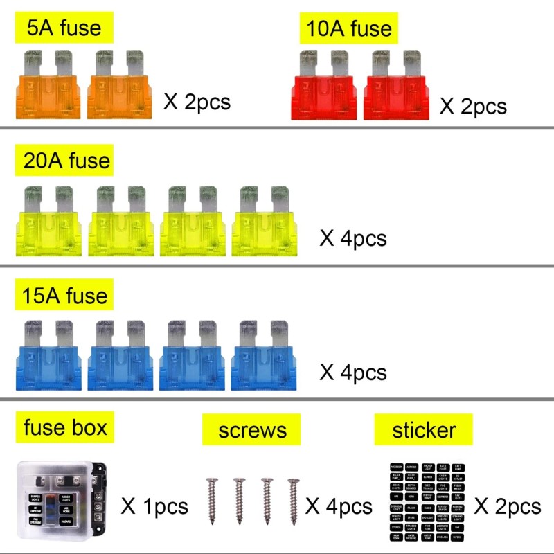 WUPP Waterproof Boat Fuse Panel 12-24V - Marine Fuse Block