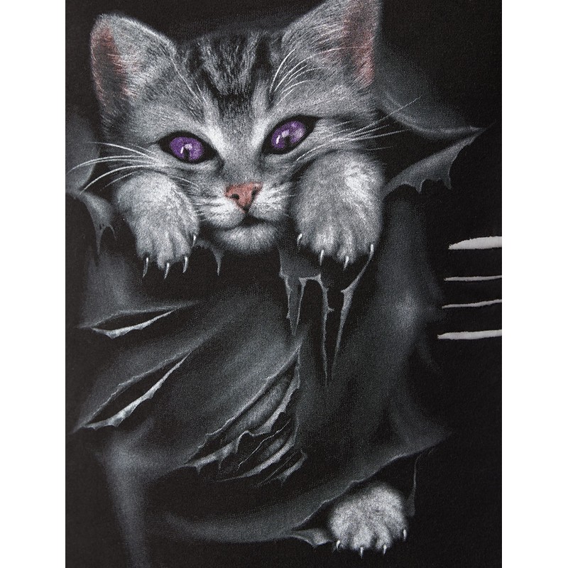 Spiral - Bright Eyes - 2In1 White Ripped Top Schwarz