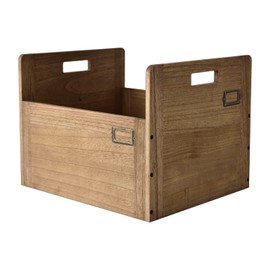 KIRIGEN Vinyl Record Storage Organizer Crate Wooden Storage Organizer Box Hold Up to 80 Record and LP Dark Brown CDH-DBR