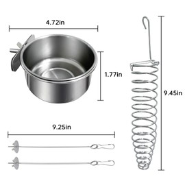 Bird Cage Food Bowl Set, Stainless Steel Millet Holder with Parakeet Feeder, Pet Feeding Supplies