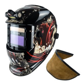 TRQWH Auto Welding Mask with Light & Press Fit Bib Cover, Top Optical Clarity