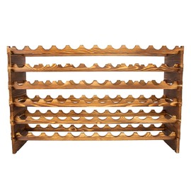 Yimisya Wooden Wine Rack, 6 Tier Stackable Wine Rack, Sturdy and Durable Wine Storage Rack Freestanding Floor, 72-Bottle Holder, for Kitchen, Bar, Pantry and Cellar