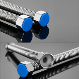 Qrity 20 cm Stainless Steel Corrugated Pipe, 2 Pieces G1/2 Inch x G1/2 Inch, Flexible Stainless Steel Supply Hose, Anti-Burst Water Pipe for Bathroom, Toilet, Taps, Kitchen Sink, Water Inlet Hoses