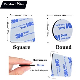 Double Sided Foam Tape,Heavy Duty Mounting Tape,56Pcs 3mm Thickness Self-Adhesive Tape,Super-Sticky Black Strong Pads Include Square Round,Waterproof for Walls Door Wood Metals Glass Papers (Black)