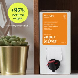 ATTITUDE Bulk Refill for Foaming Hand Soap Dispenser, EWG Verified, Dermatologically Tested, Plant and Mineral Based, Vegan, Orange Leaves, 67.62 Fl Oz (Pack of 4)