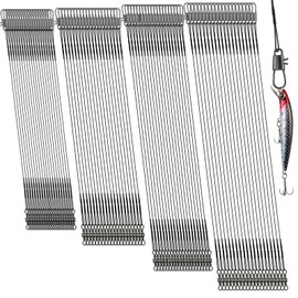 DONQL 80pcs Stainless Steel Wire Traces Pike Fishing, 4 Size 15/20/25/30 cm Anti-Bite Fishing Wire Trace Leaders(Black) with Rolling Swivels and Snaps for Bait Rigs Saltwater Freshwater