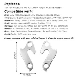 TerchPilet Derailleur Hanger 31 Compatible with Trek, Marin, KHS, Scott, Garneau, Jamis, Opus, Norco, Cube – Replaces Trek W266282, KHS 217, Marin #4, Scott 228841 – Silver Alloy with Screws