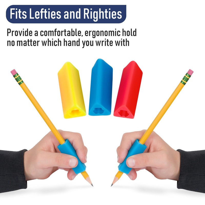 The Classics 12-Pack Triangle Pencil Grips, Assorted Bright Colors, 1.75-Inch