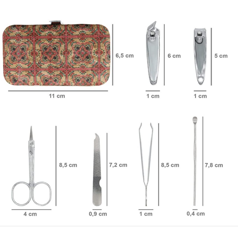 Cork Manicure Pedicure Set 6 Pieces Nail Scissors Cuticle Tools