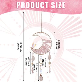 JSCARLIFE Crystal Suncatcher, Moon Catchers Hanging with Chain Pendant Ornament, Rainbow Sunlight Deco,Wind Chimes for Window Bedroom Car Home Garden Party Decorations Gift for Women (Pink)