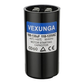 VEXUNGA 108-130 uF MFD 110-125 VAC 50/60 Hz Round Motor Start Capacitor CD60 Single Phase Capacitors for AC Motors Starting or Pool Pump or Well Pump