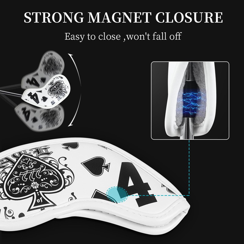 Golf Iron Club Head Covers Magnetic 10pcs 4-9,P,A,S,L Right Hand