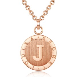 GexTyde Rose Gold Initial Necklaces for Women, Dainty Letter Necklace Tiny A-Z Pendant Necklace Monogram, Cute Letter Name Coin Necklaces Jewelry Gift for Women