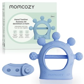 Momcozy Baby Teether Toys | Silicone Teether for 0-12 Months | Baby Teething Relief | Blue
