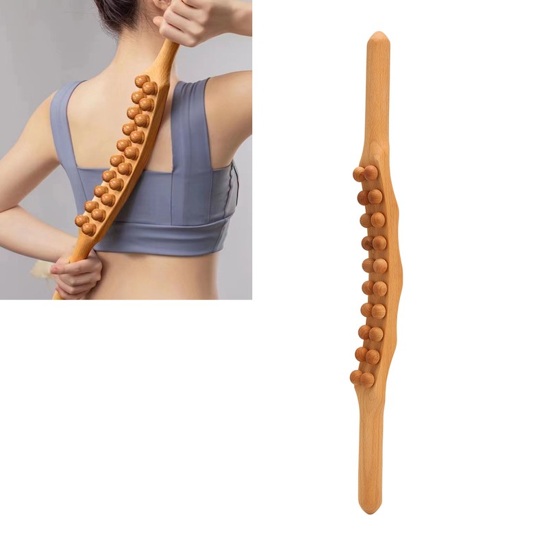 Body Gua Sha Stick Muscle Relaxing 20 Beads Wooden Scraping