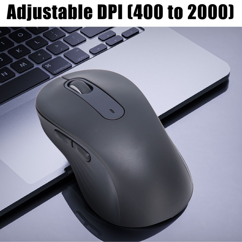 Wireless Mouse Black BT Or USB Receiver Silent Click Adjustable