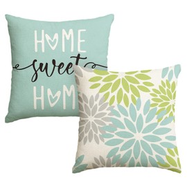 Artoid Mode Green Dahlia Flowers Spring Cushion Covers Set of 2 40 x 40 cm Decorative Cushion Cover Couch Living Room Outdoor Decoration