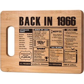 60th Birthday Gifts for Women Men,60 Year Old Birthday Gifts for Her Him,60 Years Gifts for Mom Dad Grandparents Wedding Anniversary,Back In 1966 60s Birthday Decorations Engraved Bamboo Cutting Board