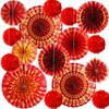 Outus 21 Pcs Chinese Lunar New Year Decorations Paper Fans