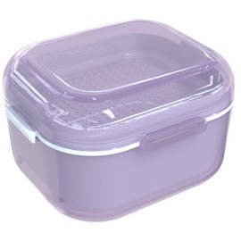 ARGOMAX Denture Box, Denture Box, Denture Box with Strainer, Cleaning, Soaking and Storage of Dentures and Other Mouth Tools (Purple)