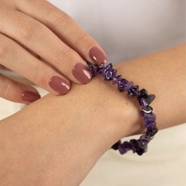 Myga Chip Bracelet - 7 Chakra Gemstone Jewellery with Natural Healing Crystals for Women and Men for Yoga and Meditation with Gift Box - Amethyst
