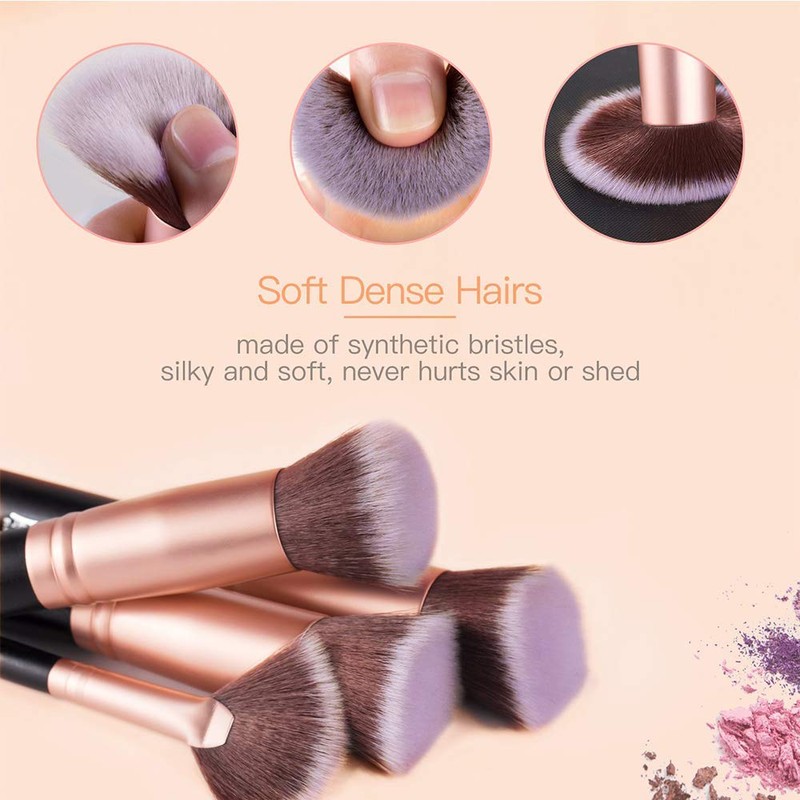 Makeup Brushes Set 18 Pieces Rose Gold Synthetic High Quality