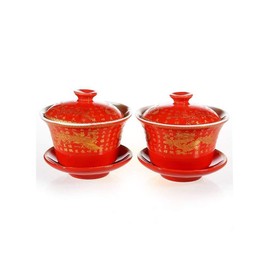 2 tasses à The De Type Gaiwan – Dragon Motif traditionnel et Phénix