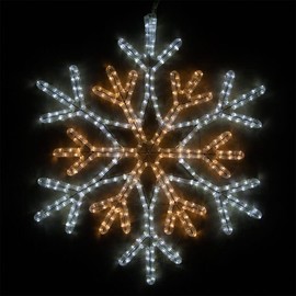 Wintergreen Lighting 28" LED Snowflake Hanging Christmas Light Decoration for Indoor Outdoor Use (36 Point Star Center Snowflake, Warm White/Cool White LED)