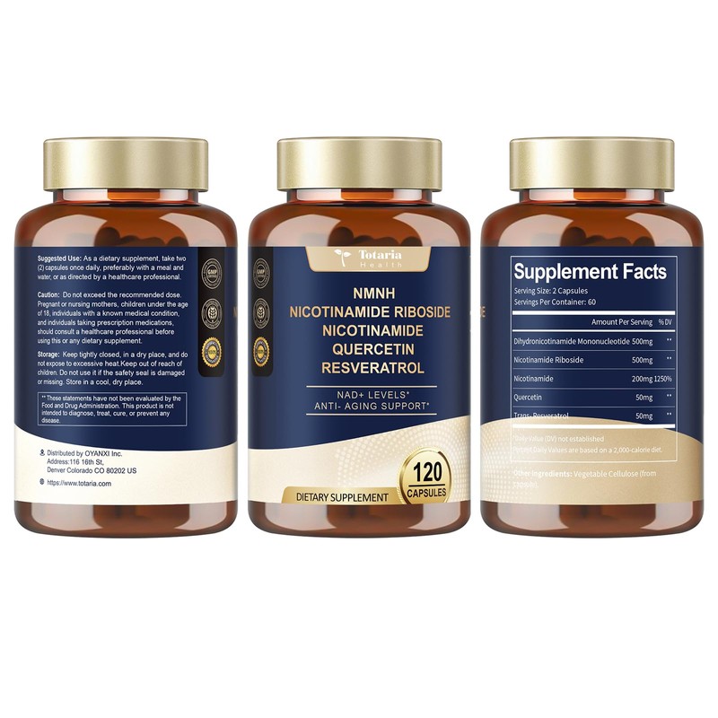 Totaria NMNH 500mg (Dihydronicotinamide Mononucleotide), Premium NMN Alternative Supplement w/Niacinamide