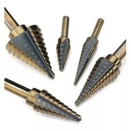 Broca Escalonada HSS Conica Acero Rapido Taladro Metal Madera Doble Filo 50 tamaños diferentes | 5 Piezas