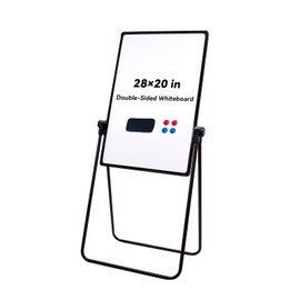Betorcy Magnetic Whiteboard with Stand, 28"x20" Double Sided Dry Erase Board, Height Adjustable Flipchart Easel, Portable Foldable U Standing White Board for Classroom Home School Office Restaurant