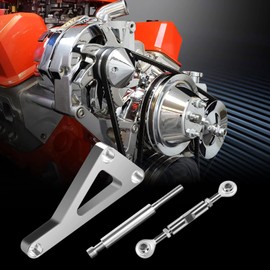 SBC Alternator Bracket, Long Water Pump Lwp Aluminum Alternator Bracket Kit Polished for Chevy SBC 350 Small Block Engine