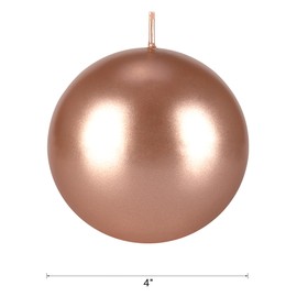 Mega Candles 1 pc Unscented Rose Gold Round Ball Candle, Hand Poured Premium Wax Candles 4 Inch x 4 Inch, Home Décor, Wedding Receptions, Baby Showers, Birthdays, Celebrations, Party Favors & More