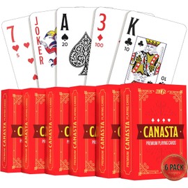 Naipes de Canasta de mano y pie, 6 barajas, índice jumbo