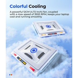 llano V10 Laptop Cooling Pad with Powerful Turbofan, Gaming Laptop Cooler with Adjustable Variable Speed, ButtonControl,LCD Screen, Seal Foam for Rapid Cooling Laptop13-17.3in (White)