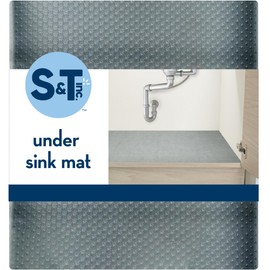 S&T INC. Under Sink Mat, Shelf Liner for Kitchen Cabinet Non-Adhesive, Waterproof Drawer or Cabinet Liner, 24 Inches x 30 Inches, Grey Plastic, 1 Pack