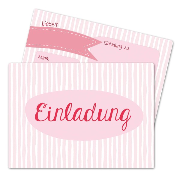 Papierdrachen 12 Children's Birthday Invitations for Girls – Pink Motif