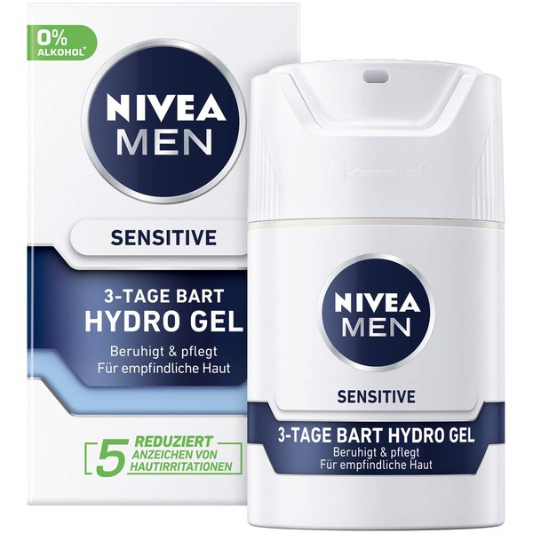 Nivea Men Sensitive 3-Day Beard Hydro Gel 1 x 50 ml Moisturising Cream for Men with Sensitive Skin and 3-Day Beard 81304-01000-19