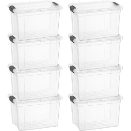 Superio Clear Storage Bins with Lids, 8 Pack- Plastic Storage Boxes - 4.7 Quart