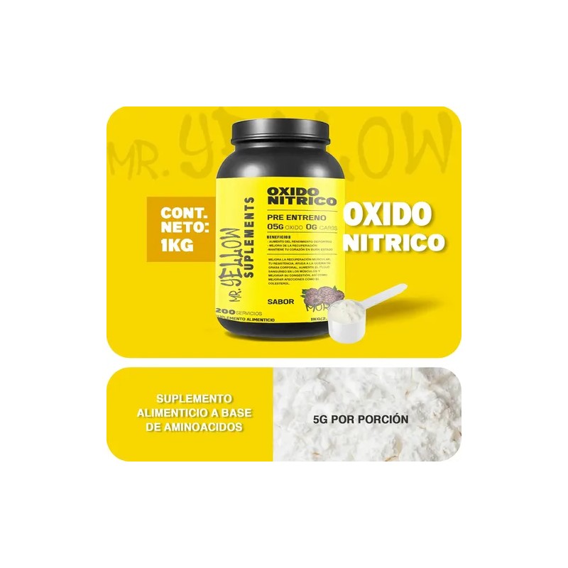 Óxido Nítrico Pre Entreno Yellow 1kg 200 Servis Sabores
