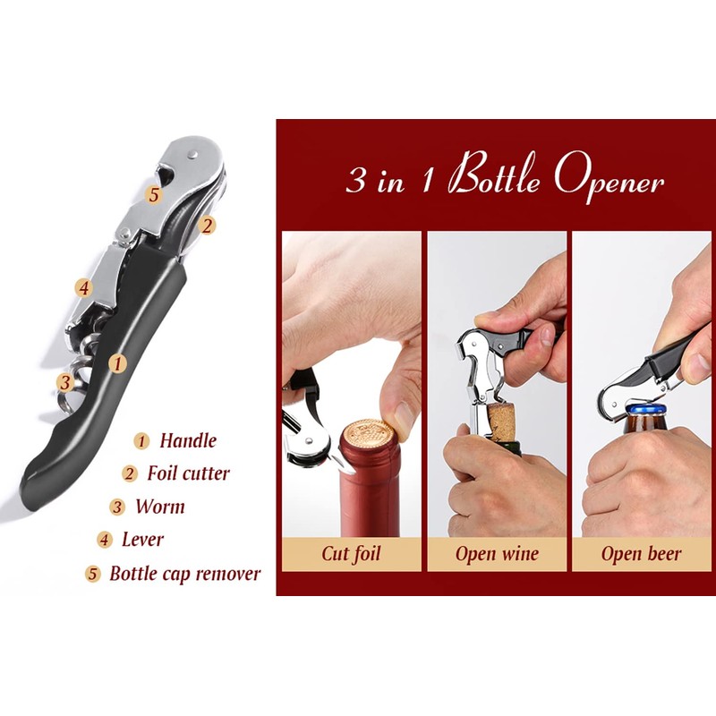 Kit-Home Professional Waiter Corkscrew Wine Openers Set (4 PCS),Upgraded with