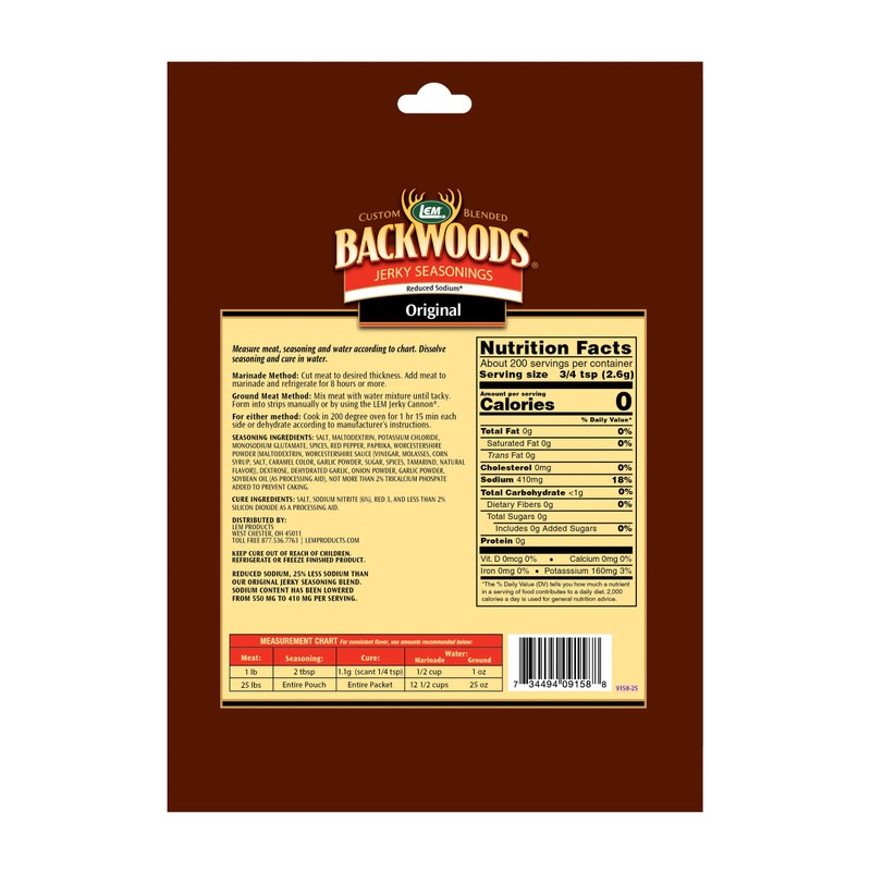 LEM Products Backwoods Reduced Sodium Original Jerky Seasoning, Ideal for