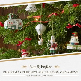 Spode - Adornos de globo de aire caliente para árbol de Navidad, adorno duradero para decoración festiva y exhibición del país de las maravillas de invierno, elegantes adornos de temporada para
