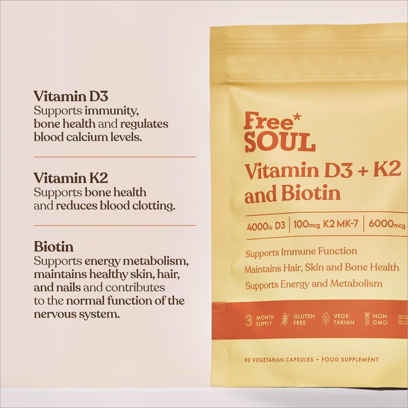 Vitamin D3 + K2 and Biotin, 3 in 1 Complex