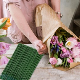 Jeffdad Pack of 100 Flower Stems Wire, Green, 25 cm Flower Wire for Crafts Bouquets, Stem Wire for Flowers, Floristry Wire, Floral Wire, Flowers, Crafts for Crafts, Artificial Flower Bouquets