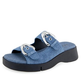 Aerosoles Women's Faith Slide Sandal, Blue Jean Denim Suede, 10