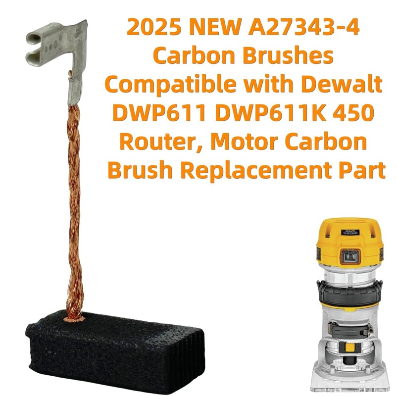 A27343-4 Carbon Brushes Compatible with Dewalt DWP611 DWP611K 450 Router,