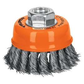 Truper CT-608, Carda de copa, alambre trenzado fino, 3" para esmeril
